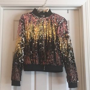 🚨HOT ITEM ALERT!!🚨 Sequined Bomber Jacket! NWOT